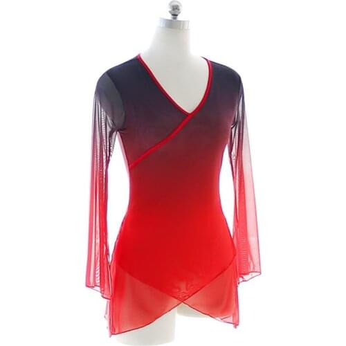Women Contrast Color Blouse Classical Dance Shirt Sexy V Neck Long Sleeve 2 Colors Dancer Practice Wear Transparent Mesh 3XL