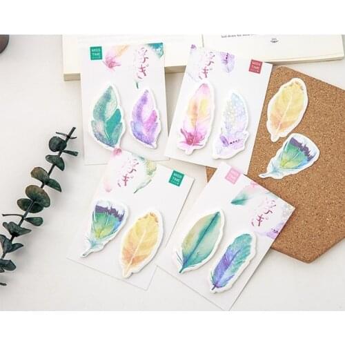 Colorful feather memo pad sticky note(1pack)