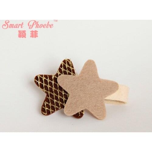 Boutique 12Pcs Fashion Cute Plaid Felt Star Hairpins Kawaii Glitter Star Hair Clips Princess Headwear Hair Accessories