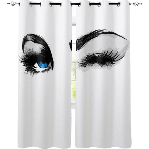 Beautiful Blue Eyes Eyelashes Woman Window Curtain Bedroom Kitchen Living Room Decoration Items Window Curtains for Living Room