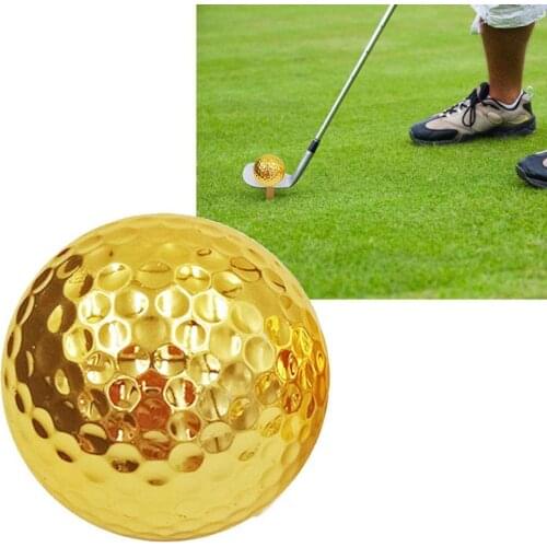 1Pcs Gold Golf Balls For Golfer Indoor Outdoor Swing Practice Training Friend For Father Balls Christmas Putter Gift E6T6