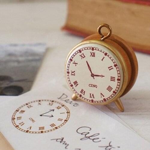 1pcs Vintage Standing Clock Style Wood Stamp Kid Stationery DIY Scrapbook Diary Rubber Stamp Handmade Craft for School Supplies