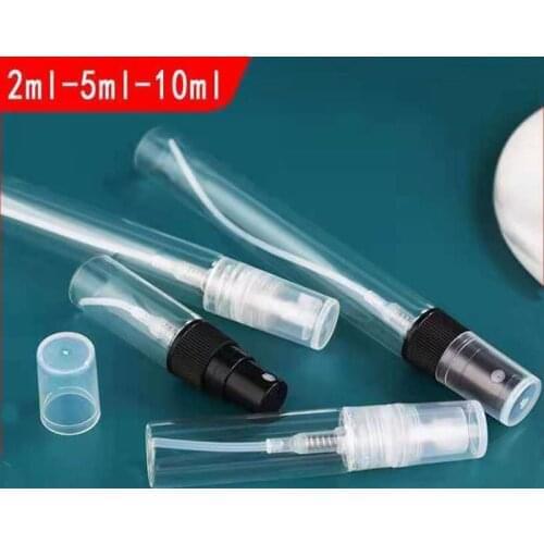 10Pcs/Set 2ml 3ml 5ml 10ml Refillable Mini Perfume Bottle Empty Vial Refillable Mist Pump Black Clear Sample bottle Spray Bottle