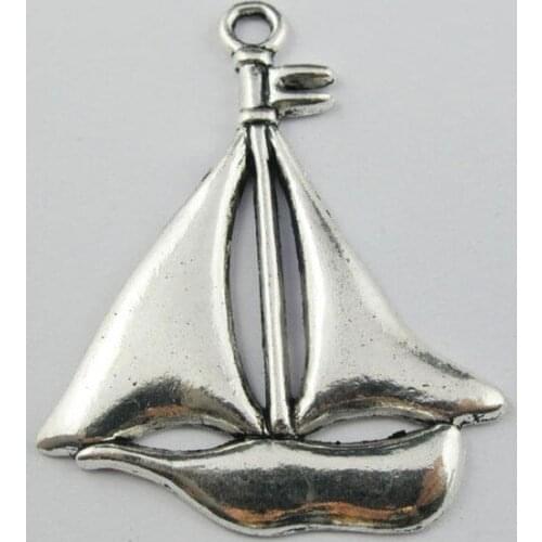 Vintage Silver Large Sailboat Charms Pendants For Jewelry Making Findings Bracelets Handmade Accessories DIY Gifts 10pcs Z2195