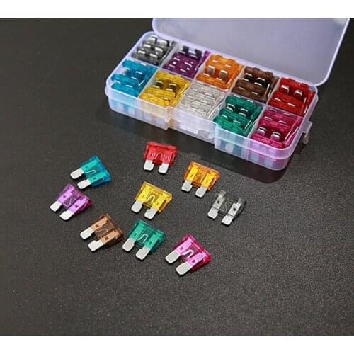 100Pcs Medium Size Blade Type Car Fuse Assortment 2.5/3/5/7.5/10/15/20/25/30/35A Fuse Set Auto Car Truck with Box Clip NEW
