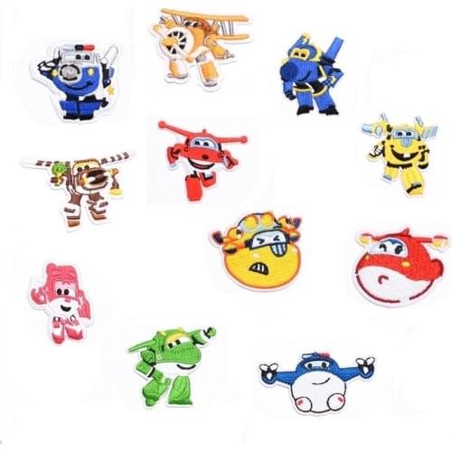 11pcs cartoon anime airplane Series For Iron on Embroidered Patches For child Clothes Hat Bag Sticker Sew Patch Applique Badge