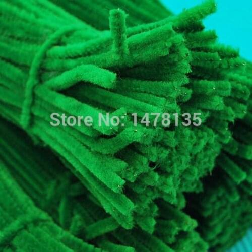 200pcs/bag 12" x 6mm Wholesale green Chenille Stems Pipe Cleaners Craft DIY Wedding decoration 007002007