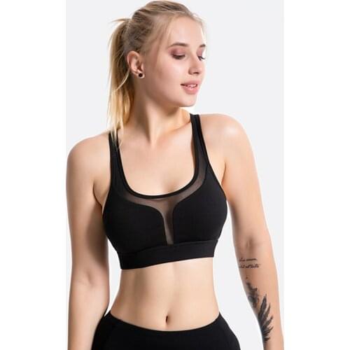 2020 Sexy Yoga Bras Naked-Feel Crop Tops Lace Patchwork Sports Bras for Women Workout Tops Girl Running Bras With Pocket