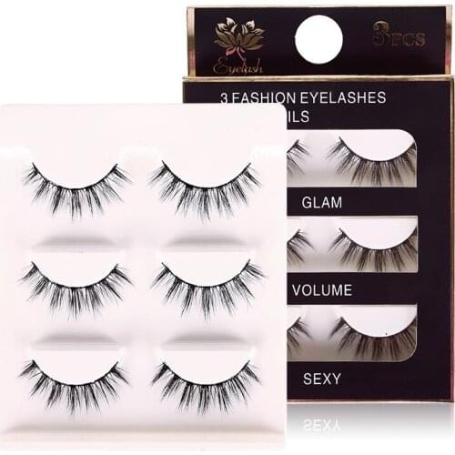 3 Pairs Natural False Eyelashes Fake Lashes Long Makeup 3d Mink Lashes Extension Eyelash Mink Eyelashes for Beauty