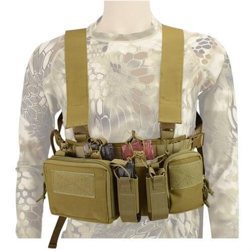 Actionunion Tactical Vest Combat Chest Rig Carrier Vest Front Magazine Pouch Clip Holster Military Hunting Paintball Outdoor