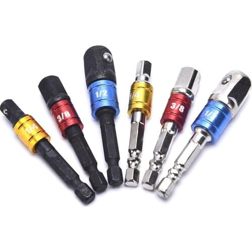 1PC/3PCS/PACK Shank Drill Socket Adapter for Impact Driver Hex Shank Square Socket Drill Bits 1/4" 3/8" 1/2 Bit Set