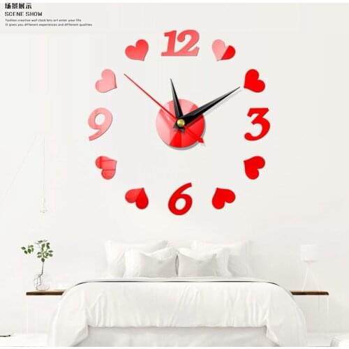DIY Acrylic Mirror Wall Clock, Modern Wall Sticker Clock, Large Watch Silent Mirror Number Clock Home Office School Decorations