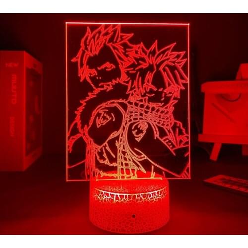Anime Fairy Tail Natsu Dragneel and Erza Scarlet Hug Night Light Led Touch Sensor Nightlight for Child Room Decor Table 3d Lamp
