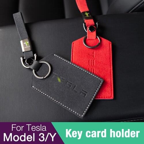 For Tesla 2021 Card Cover Keychain Holder Keychain For Tesla Model3YSX Accessories Card Key Set Holder Case Key Bag Clip Three