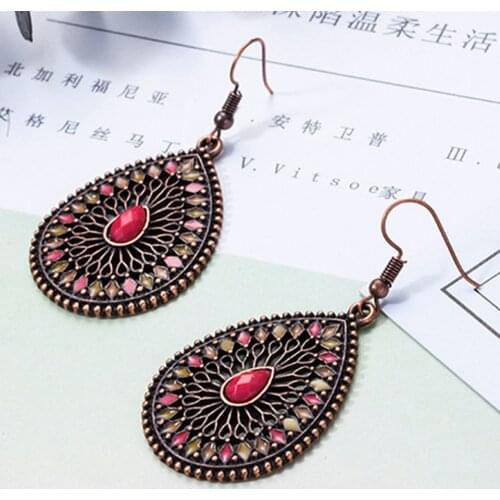 Brincos new water drop earrings for women Ethnic multicolor bead big earrings Bohemian acrylic dangle earring statement jewelry