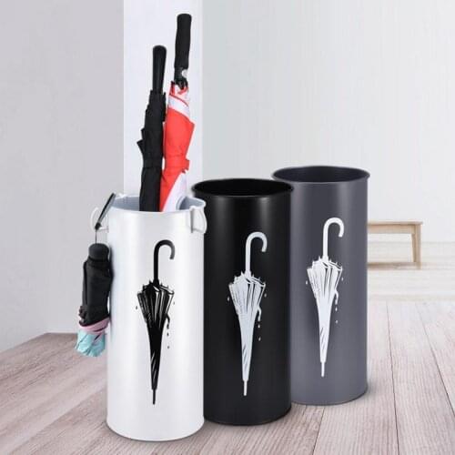 Household Simple Iron Round Umbrella Stand Moisture Storage Bucket Umbrella Receiving Rack For Home Hallway Entryway Office