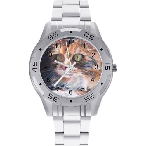 Maine Coon Quartz Watch Round Couple Wrist Watch Design Stainless Office High Class Wristwatch