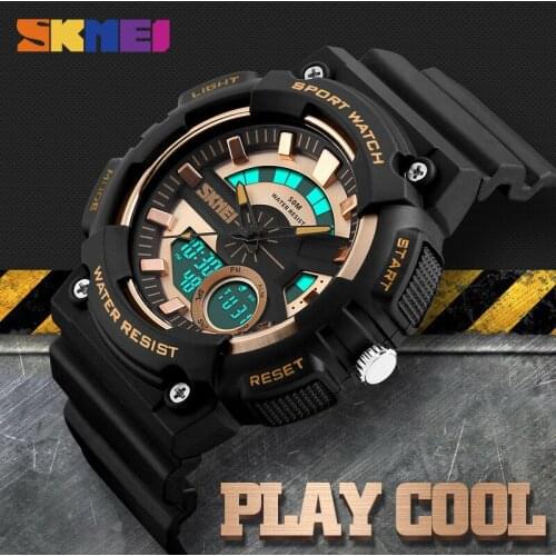 SKMEI Men Dual Display Wristwatches 4 Colors Waterproof Chronograph Clock Fashion Outdoor Sports Watches Relogio Masculino 1235
