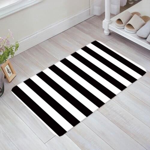 Black White Stripes Doormat Non-slip Rug Soft Bath Mats Bathroom Supplies Carpet Living Room