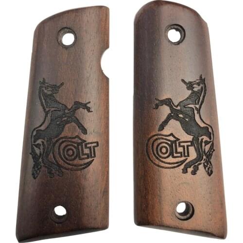 Colt 1911 Horse Engraved Laser Cut Colt Logo Wooden Grip