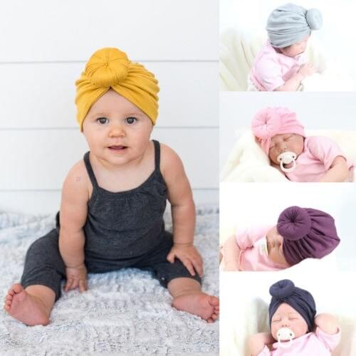 Kids Hats Cute Infant Newborn Baby Girl Hat Toddler Comfy Knot Hospital Cap Beanie Hat Girls Cute Solid