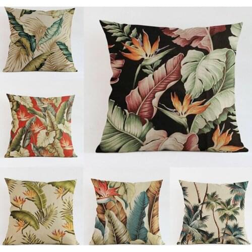 Home Square Cushion CaseThrow Pillow Case Tropical Plant Leaves Soft Room Gift Single Sides Printing