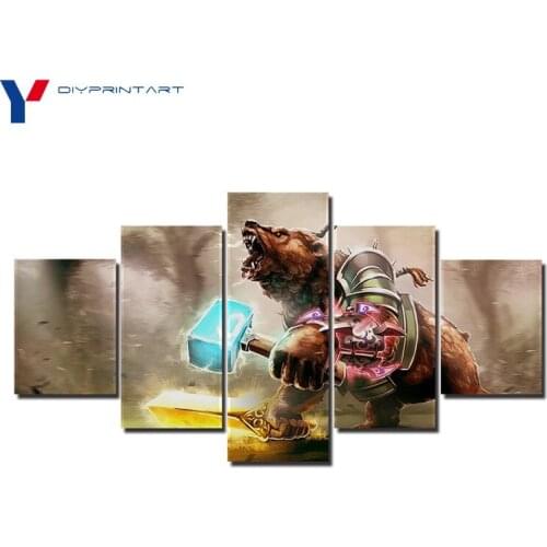 DOTA 2 Lone Druid Bear Warrior 5 Pcs/set Modern Art Picture Game Poster Picture for Living Room A0524
