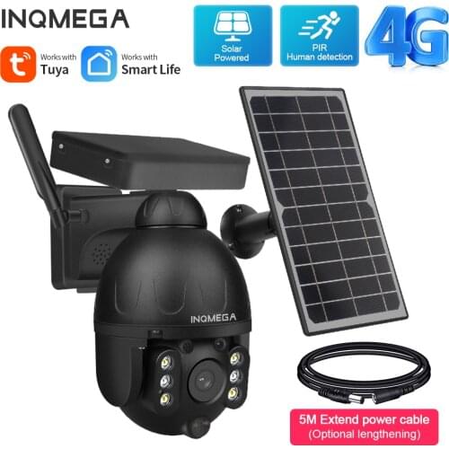 INQMEGA Outdoor Tuya Solar Camera CCTV Video Surveillance Smart Monitor 4G SIM / WIFI Wireless Security Detachable Solar camera