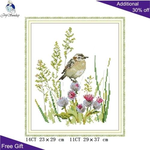 Joy Sunday Spring Bird Cross Stitch DA314 14CT 11CT Counted and Stamped Home Decoration Needlework Little Bird Cross Stitch kits