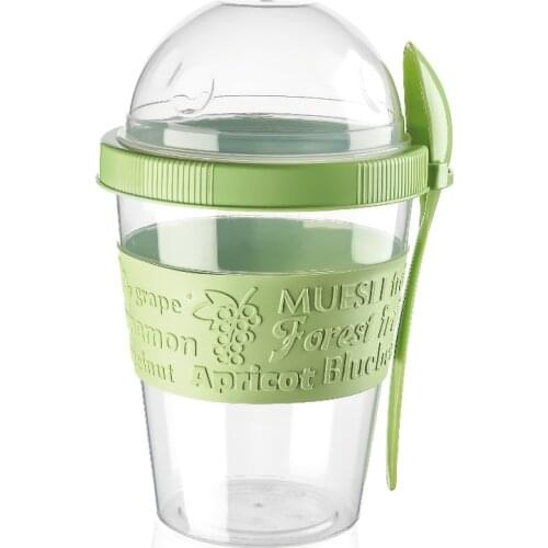 Cups Yogurt Container 600 Ml. Solid and liquid storage and lid with spoon cup fruity milk ice cream cups green red yellow cream