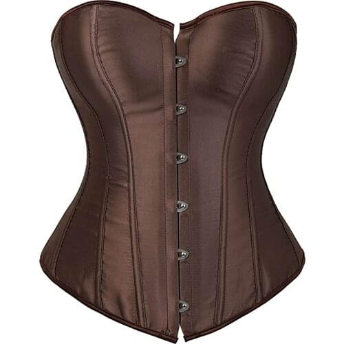 Brown Gothic Lingerie Elegant Girls Shapewear Women Corset Overbust Tops Plus Size Sexy Corselet Corsets and Bustiers Tops Blue