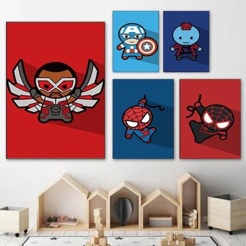 Cartoon Marvel Superhero Anime Pictures for Child Living Room Decor Captain America Wall Art Canvas Painting Nordic Poster Print