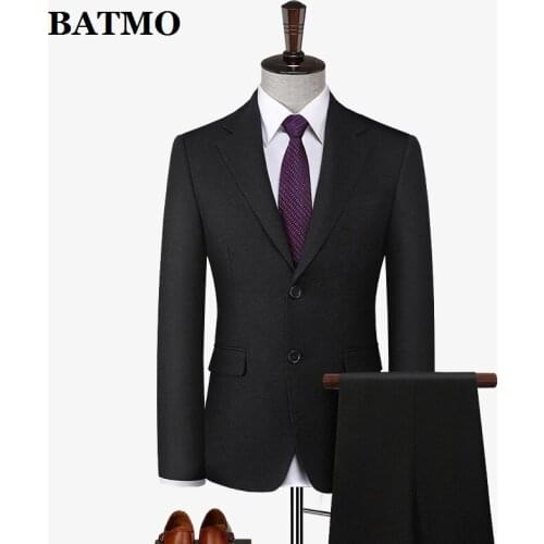 BATMO 2021 new arrival high qulaity wool suits men,casual two Splits grey suits ,871