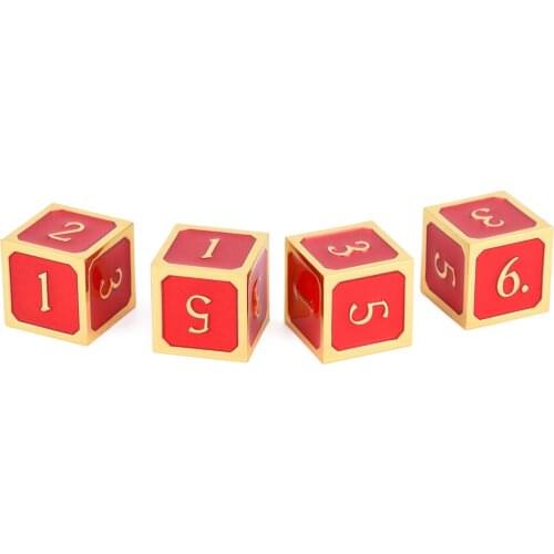 Set of 4 D6 Metal Dice Set for DnD RPG Gaming and Tabletop Games