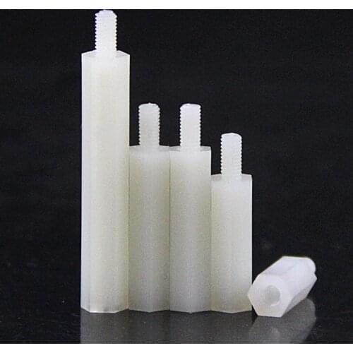 50 PCS Nylon Spacer M2 M2.5 m3 M4 Male to Female White Nylon Standoff spacer