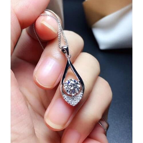 Moissanite necklace, 1 carat gem, can be detected by instrument, 925 Sterling silver, popular Necklace