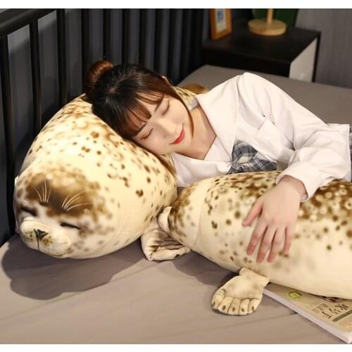Sea Lion Pillow Cute Fat Sea Lion Plush Toy 3D Novelty Throw Pillow Soft Seal Stuffed Pillow Home Doctor Baby Gift Kawaii Plush