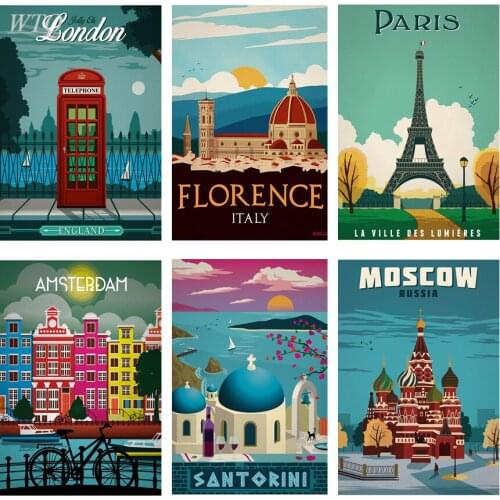 World Travel City Minimalist Travel Posters Canvas Painting Wall Decor Wall Poster Wall Art Picture Photos for Childrens Room