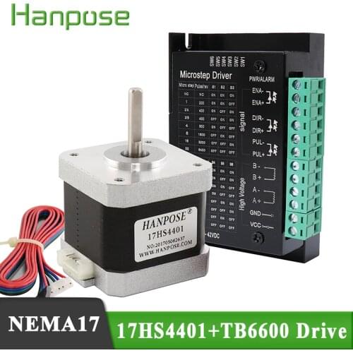 1sets NEMA 17 Stepper Motor 4-lead 40mm 1.8A 40N.CM 17HS4401 motor with TB6600 stepper motor driver for 3D printer accessories