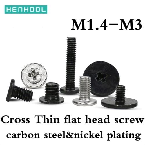 Cross recessed Wafer Flat Head CM Screws thin flat head notebook computer screw Nickel plated and carbon steel M1.4M2M2.5M3