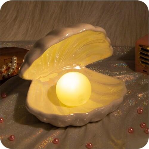 A2 Interior decorative light night ligting shell ceramk Indoor Lighting led portable Bright Cute desk night light decorate lamp