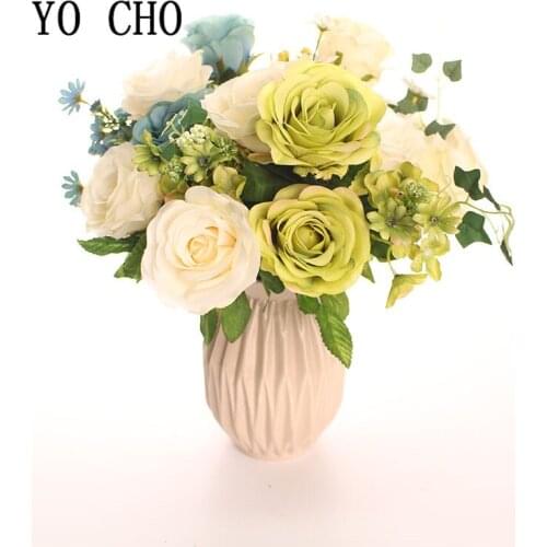 YO CHO 2 PCS/lot Artificial Rose Bouquet European style peony flores artificial flowers Silk Wedding flowers for birthday decor