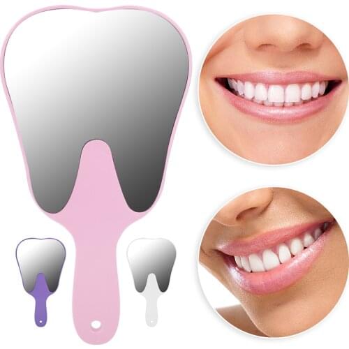 Tooth Shaped Mirror Cute Handle Dental Mirror Hand Mirror Dental Accessory