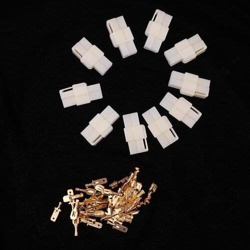 10 Sets 2 Pin 6.3mm 2P Connectors Terminals Block Socket Scooter Motorcycle