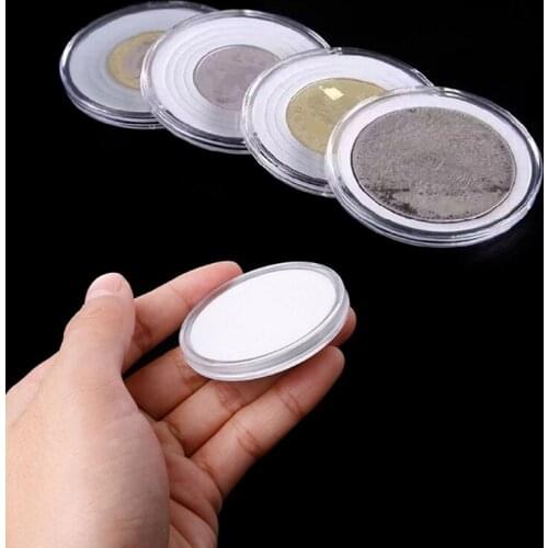 20Pcs Clear Round 46mm Direct Fit Airtight Coin Capsules Holder Display Storage Case With Adjustable EVA Gasket Pad Ring 46mm