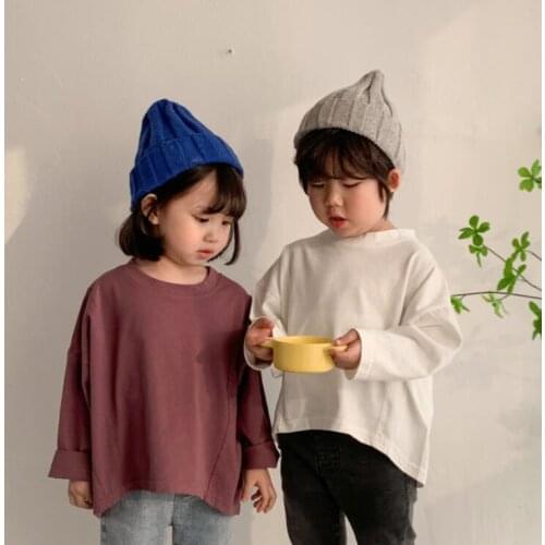 2021 New Girls Boys T Shirt Spring Fashion Cotton Full sleeve Kids top 2-7 years QS879