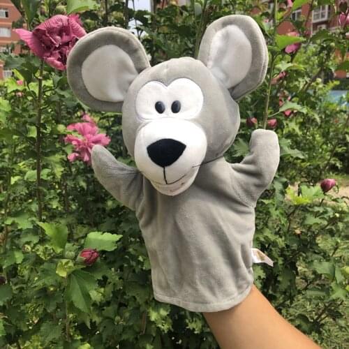 24cm Mouse plush hand puppet cosplay story cartoon Animal Finger Puppet Infant hand Toy Parent child interactive Plush dolls
