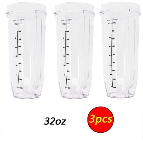 3PCS Portable 32 oz Ounce Cup Spare Replacement Parts Accessories for Nutri Ninja Auto-iQ 900W 1000W and Duo Blenders Juicer