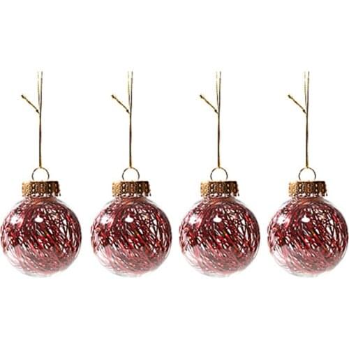 4pcs Transparent Christmas Balls Liontin Pot Transparan Bolus New Year Party Decor PET Alat Peraga Clear Plastic Dekorasi Box
