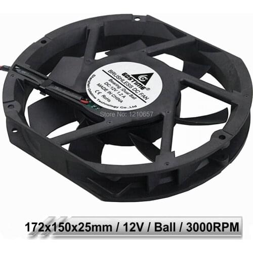 5 Pieces Gdstime DC 12V 202.5CFM Ball Bearing 17cm 17225 172x150x25mm Cabinet Cooling Fan 172mm